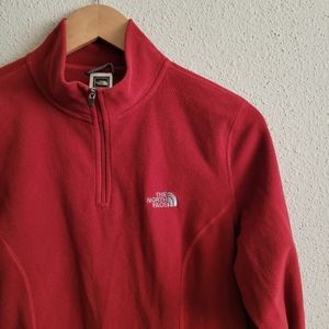 The North Face Women Red Glacier TKA 100 Fleece 1/4 Zip Jacket